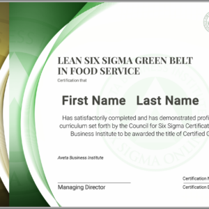 Lean Six Sigma Green Belt Certification in Food Service